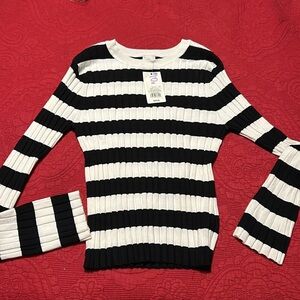 A new day black-and-white striped sweater